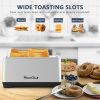 4-Slice Toaster, Extra Wide Long Slot Toaster, 6 Browning Settings, Bagel/Defrost/Reheat Functions, Removable Crumb Tray, Upgraded Stainless Steel