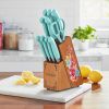 Breezy Blossoms 11 Piece Stainless Steel Knife Block Set Teal
