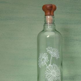 Transparent Glass Water Bottle With Stopper (Option: Transparent belt daisy)